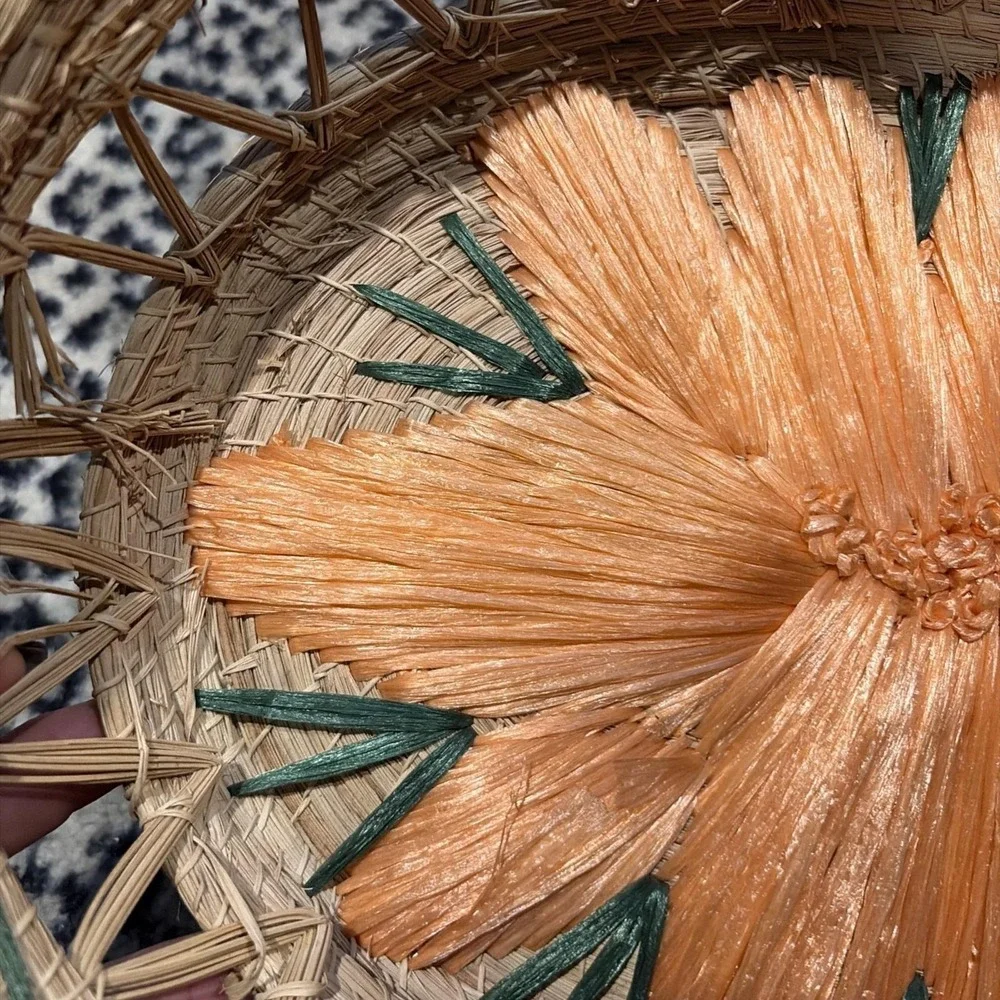 VTG Basket Woven Wicker Raffia 15